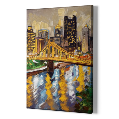 Pittsburgh Downtown Lights - Canvas Print Art Sides