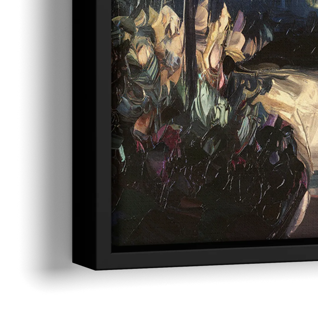 Cleveland Nighttime Lights - Close-Up Black Frame Canvas