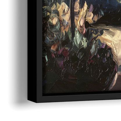 Cleveland Nighttime Lights - Close-Up Black Frame Canvas