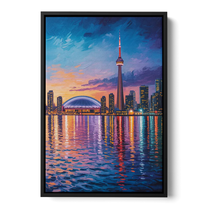 Polson Pier Toronto View - Black Frame Canvas