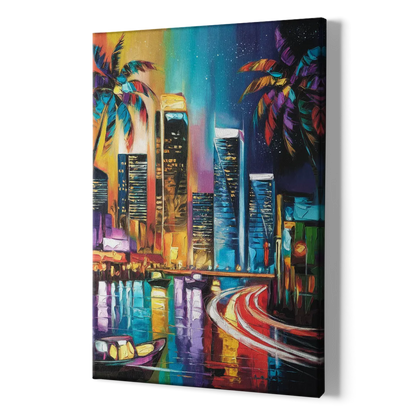 Miami Downtown Energy - Canvas Print Art Sides