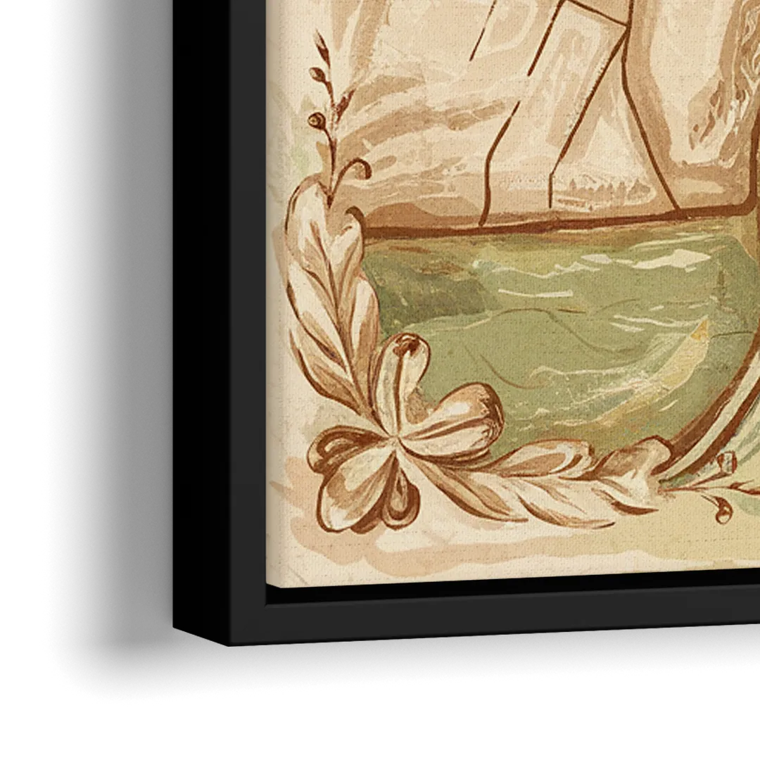 Detroit Vintage Map - Close-Up Black Frame Canvas