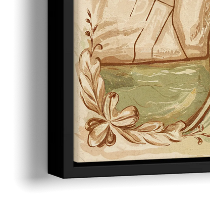 Detroit Vintage Map - Close-Up Black Frame Canvas