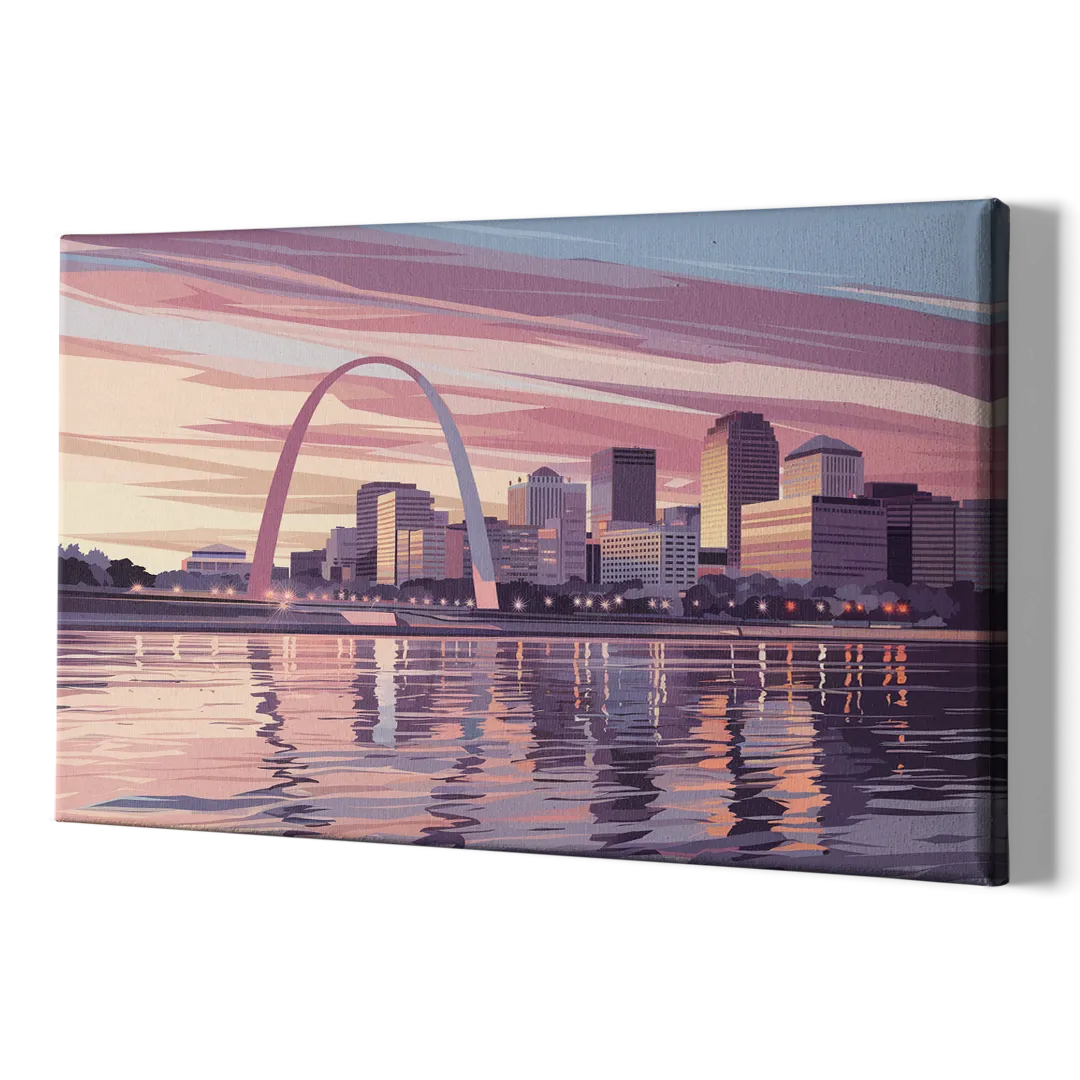 St. Louis Riverfront Panorama - Canvas Print Art Sides