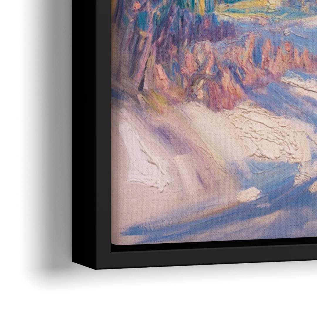 Whistler Snowy Peaks - Close-Up Black Frame Canvas