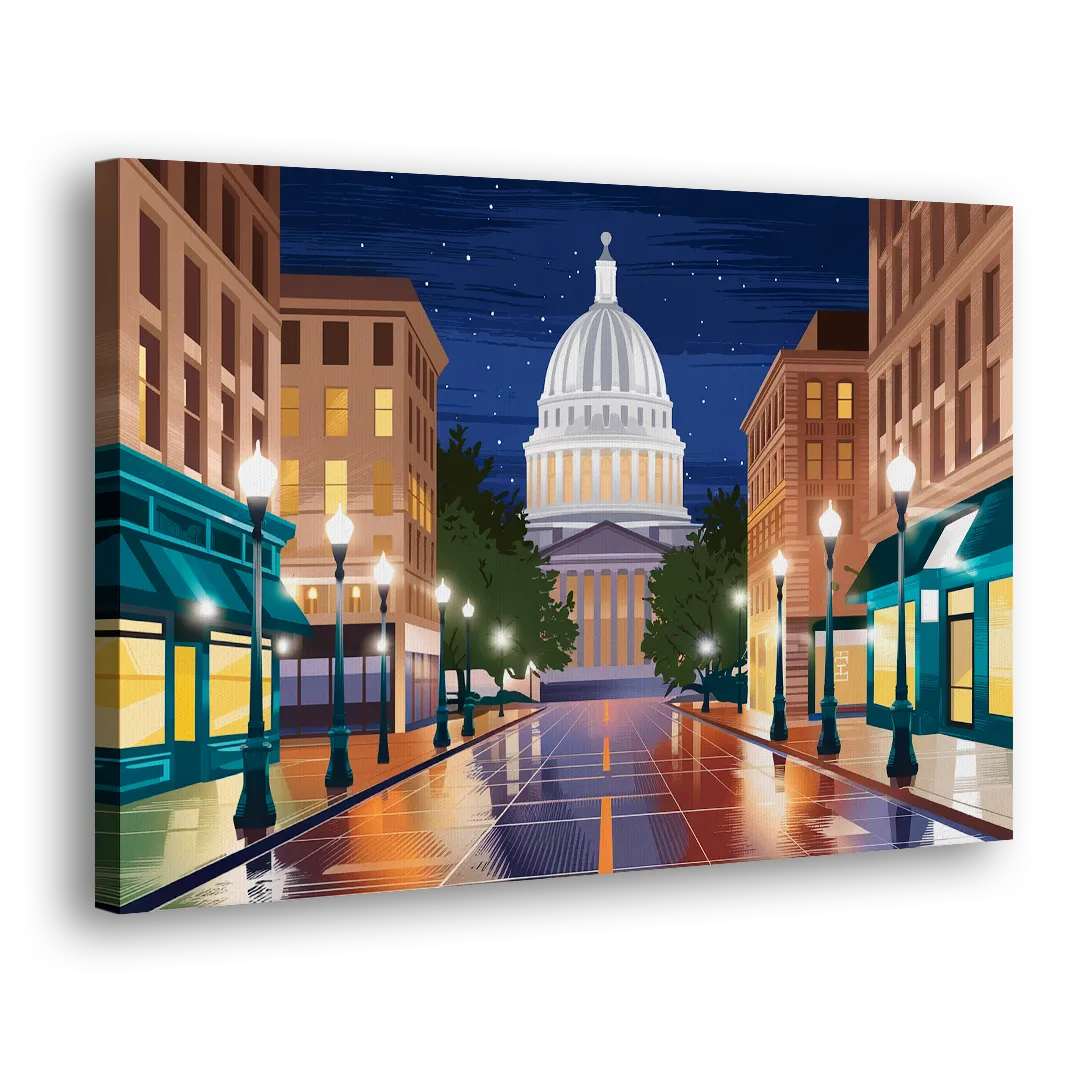 Madison Capitol Square Nights - Canvas Print Art Sides