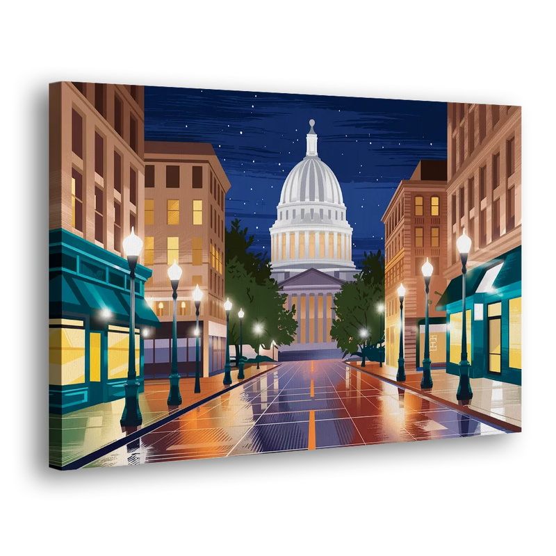 Madison Capitol Square Nights - Canvas Print Art Sides
