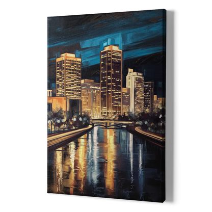 Oklahoma City Night Lights - Canvas Print Art Sides