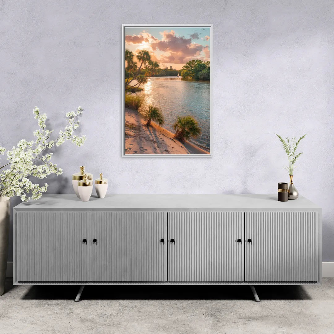 Jacksonville St. Johns River - Living Room White Frame Canvas