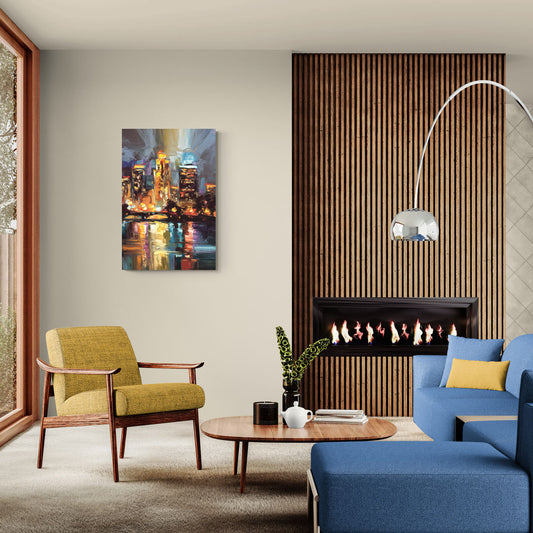 Wichita Cityscape Glow - Canvas Wall Art Living Room