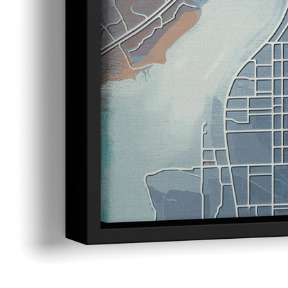 Kansas City Missouri Map - Close-Up Black Frame Canvas