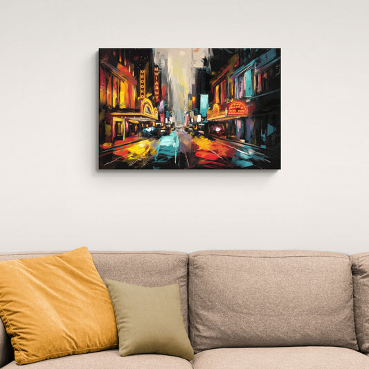 New York City Broadway Lights - Canvas Wall Art Living Room