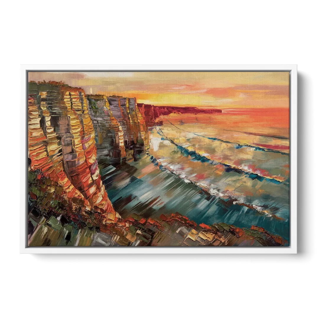 San Diego Sunset Cliffs - White Frame Canvas