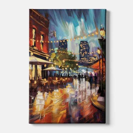 Fort Worth Sundance Square Lights - Canvas Wall Art