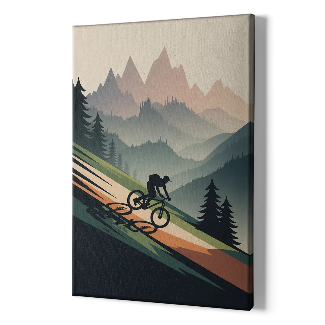 Mountain Biking Trails - Canvas Print Art Sides