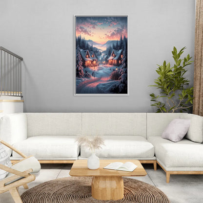 Burlington Snowy Winter Scenes - Living Room White Frame Canvas