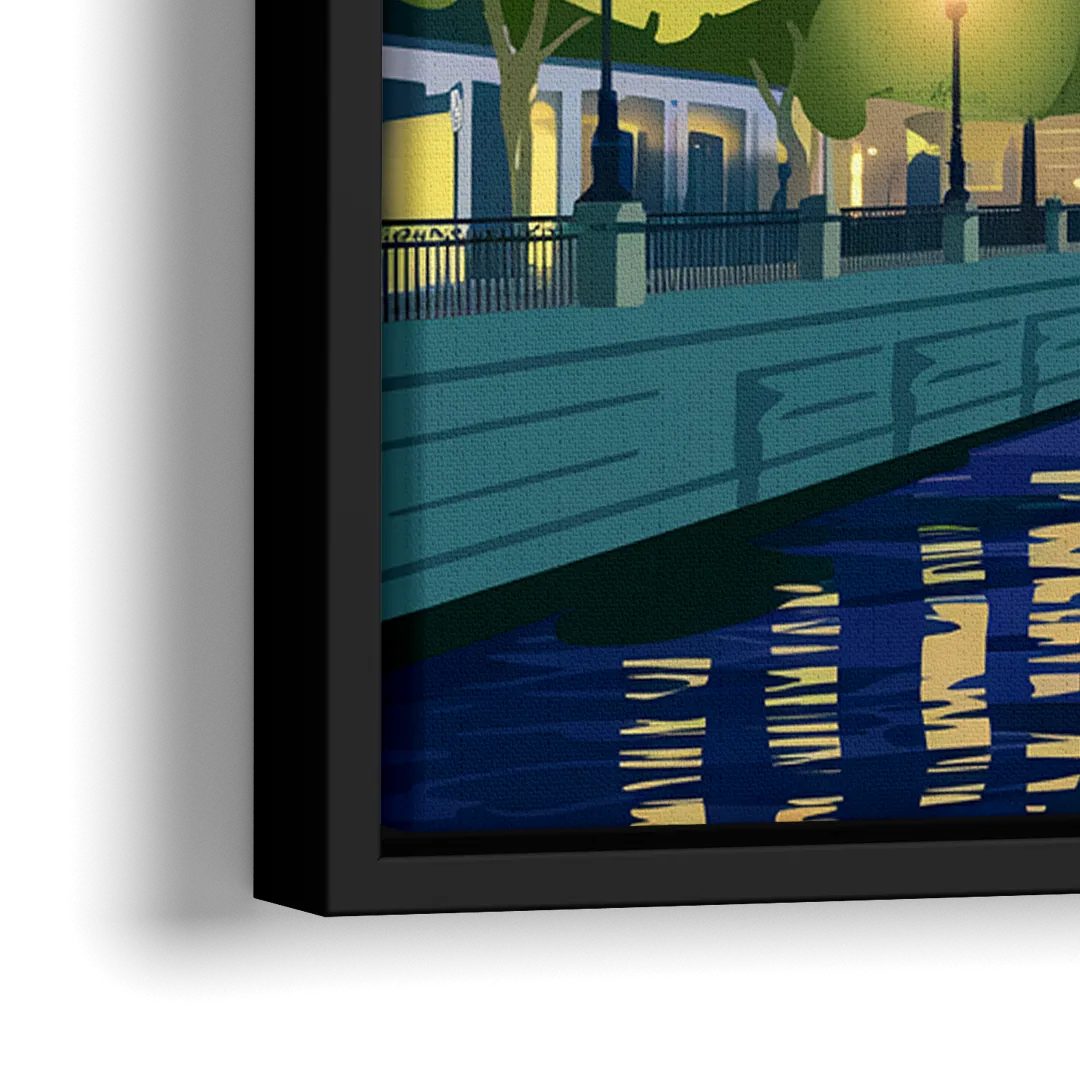 Providence Night Lights - Close-Up Black Frame Canvas