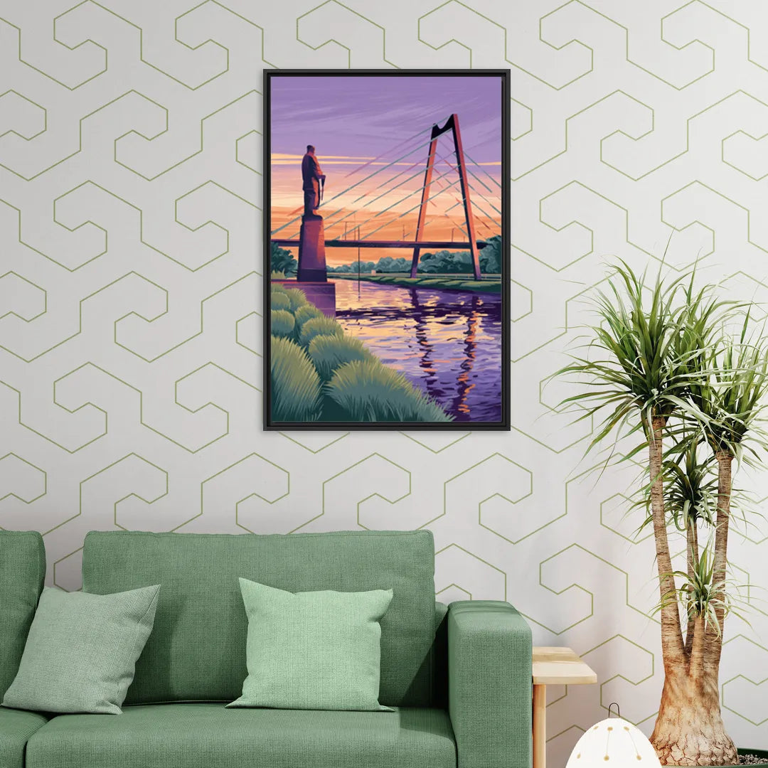Wichita Riverfront Views - Living Room Black Frame Canvas
