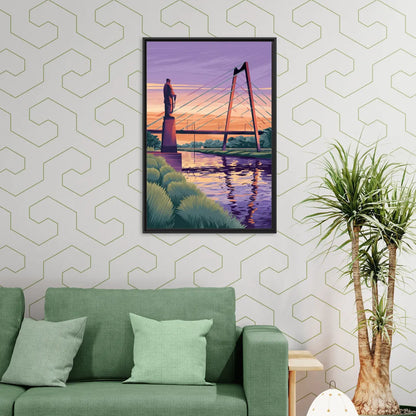 Wichita Riverfront Views - Living Room Black Frame Canvas