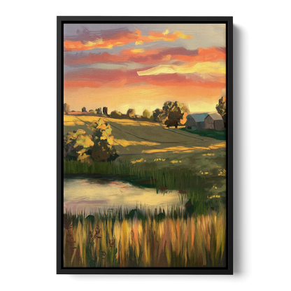 Tulsa Golden Hour - Black Frame Canvas