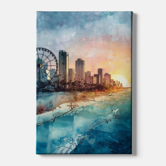 Myrtle Beach Coastal Skyline - Canvas Wall Art