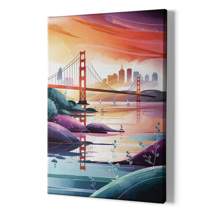 San Francisco Golden Gate Reflection - Canvas Print Art Sides