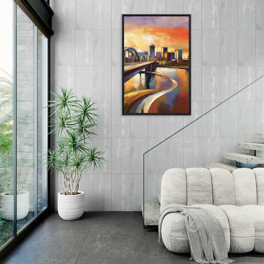 Memphis Riverfront Views - Living Room Black Frame Canvas