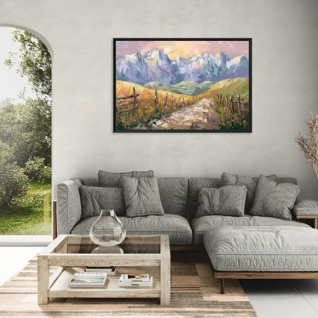 Bozeman Mountain Views - Living Room Black Frame Canvas