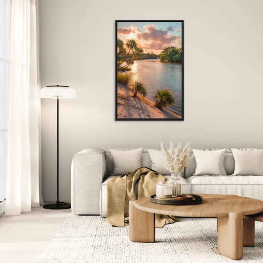Jacksonville St. Johns River - Living Room Black Frame Canvas