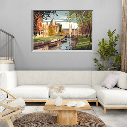 Oxford River Thames View - Living Room White Frame Canvas