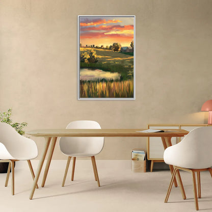 Tulsa Golden Hour - Living Room White Frame Canvas