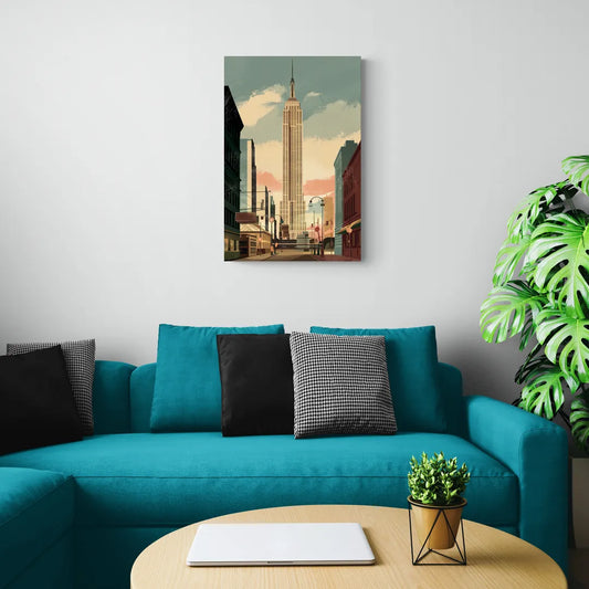 New York City Empire State Building Sunny - Canvas Wall Art Living Room