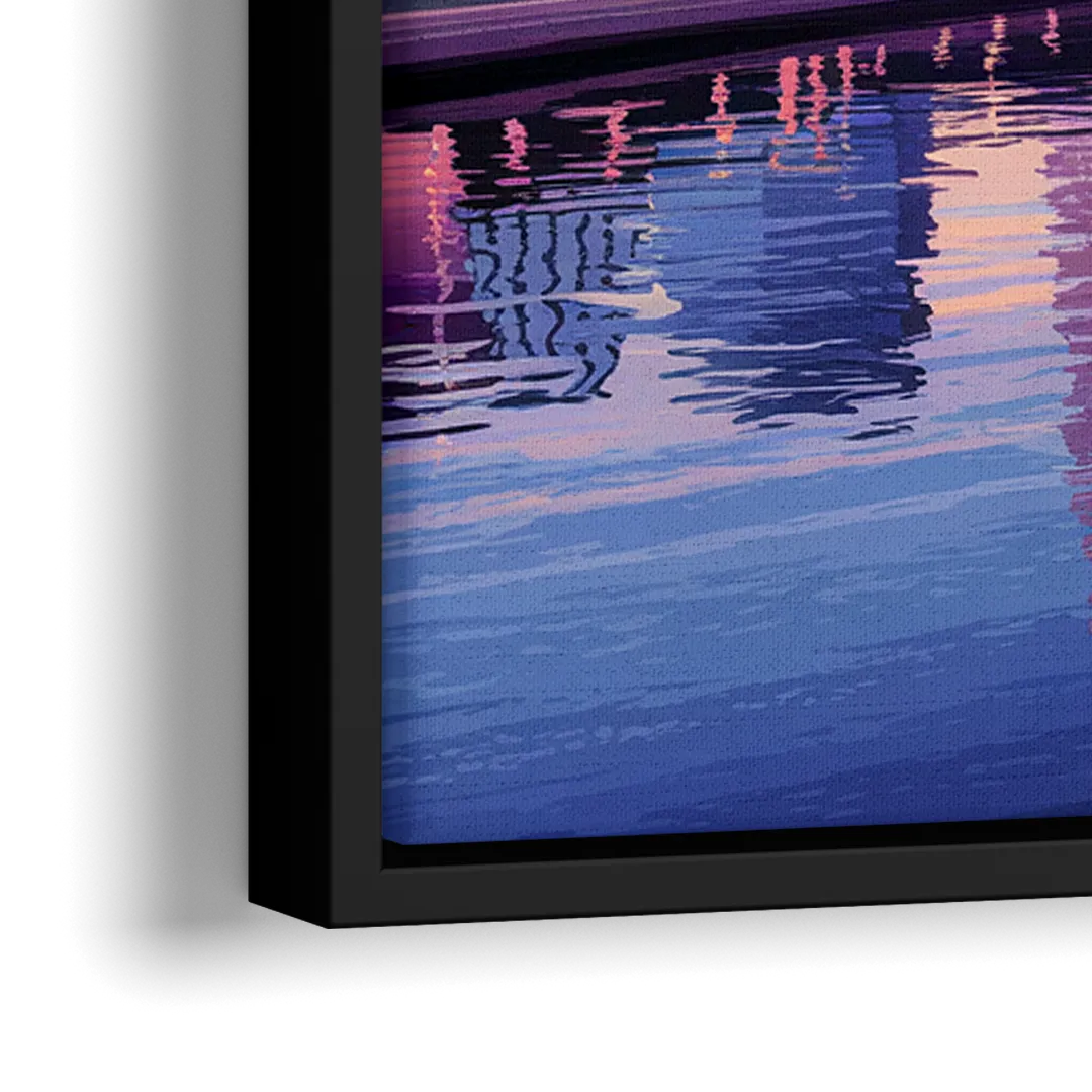 Cleveland Ohio Skyline Silhouette - Close-Up Black Frame Canvas