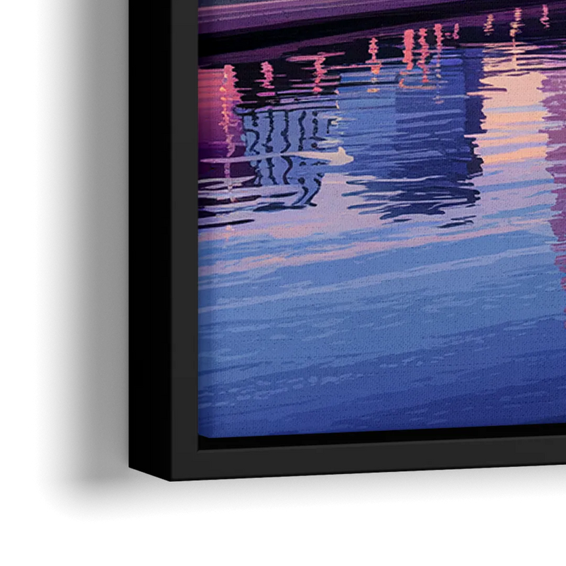 Cleveland Ohio Skyline Silhouette - Close-Up Black Frame Canvas