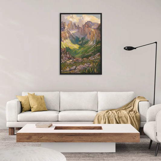 Telluride Rocky Mountain Peaks - Living Room Black Frame Canvas