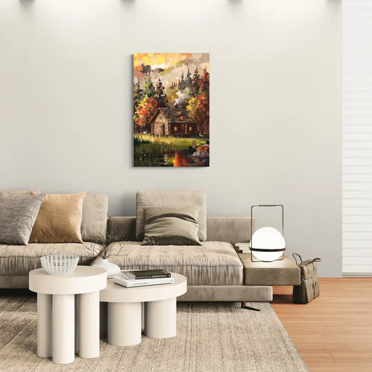Gatlinburg Cabin in the Woods Rustic - Canvas Wall Art Living Room
