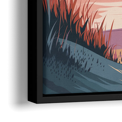 Myrtle Beach Sunset Reflections - Close-Up Black Frame Canvas