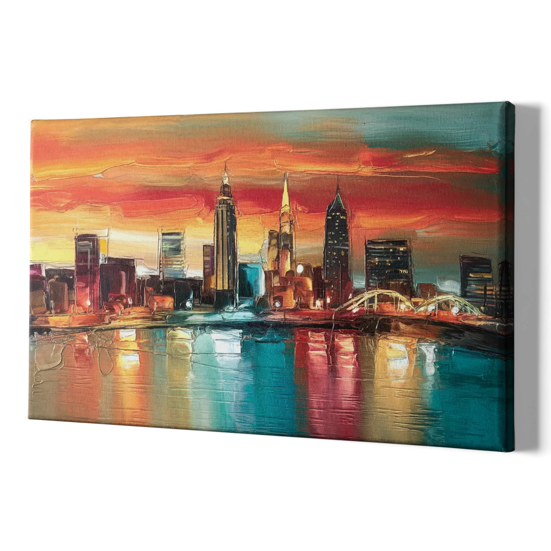 Cleveland Historic Landmarks Watercolor - Canvas Print Art Sides