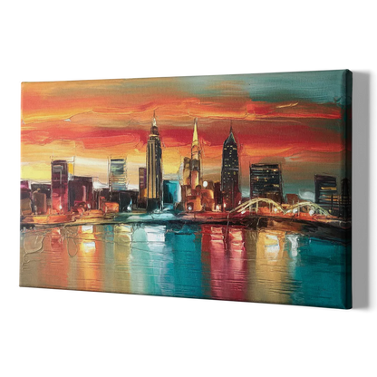 Cleveland Historic Landmarks Watercolor - Canvas Print Art Sides