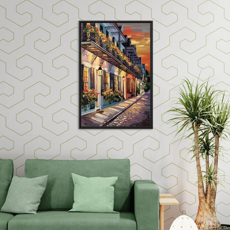 Charleston French Quarter - Living Room Black Frame Canvas