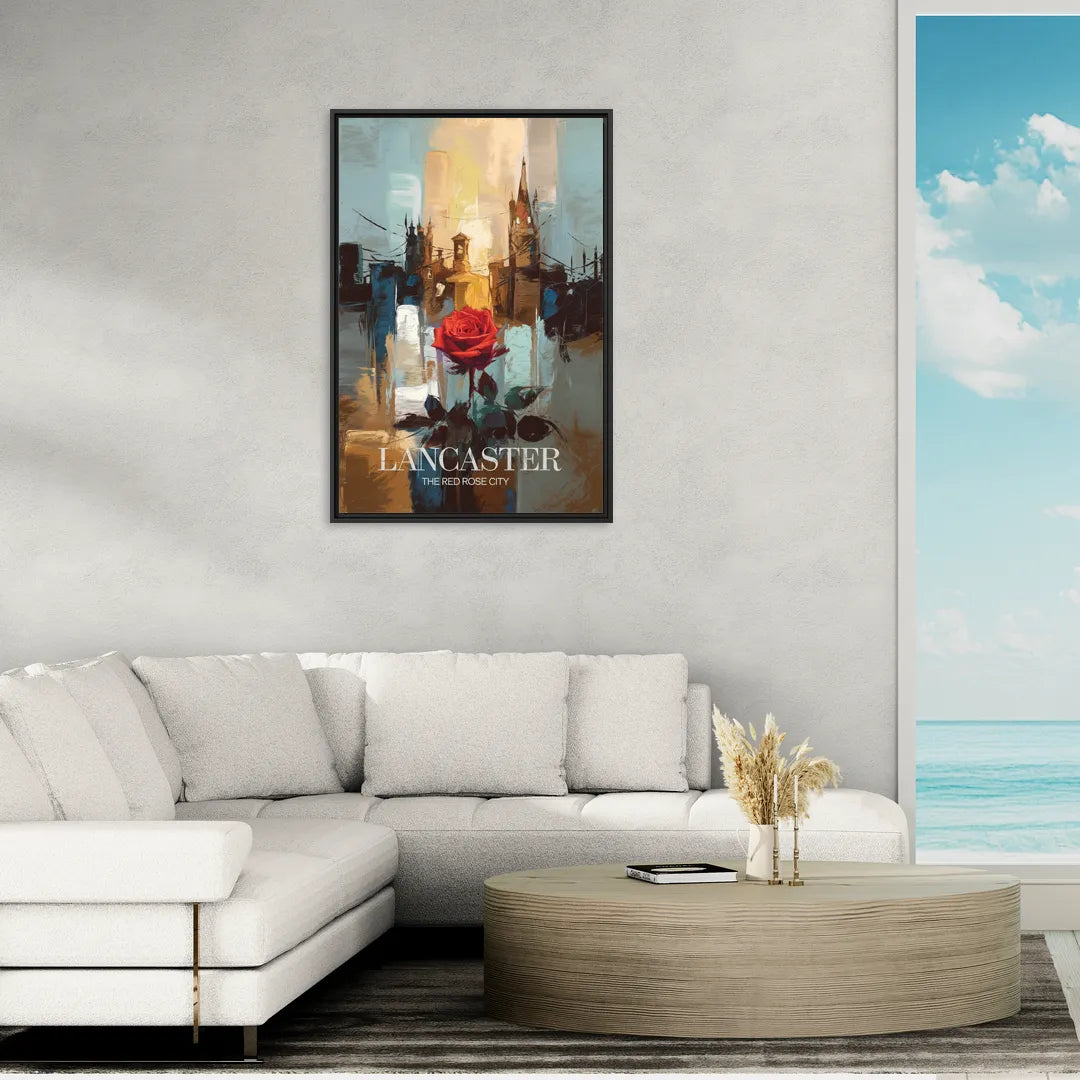 Lancaster Red Rose City - Living Room Black Frame Canvas