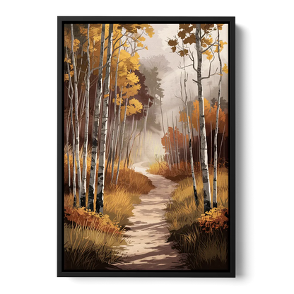 Aspen Serene Forest Path - Black Frame Canvas