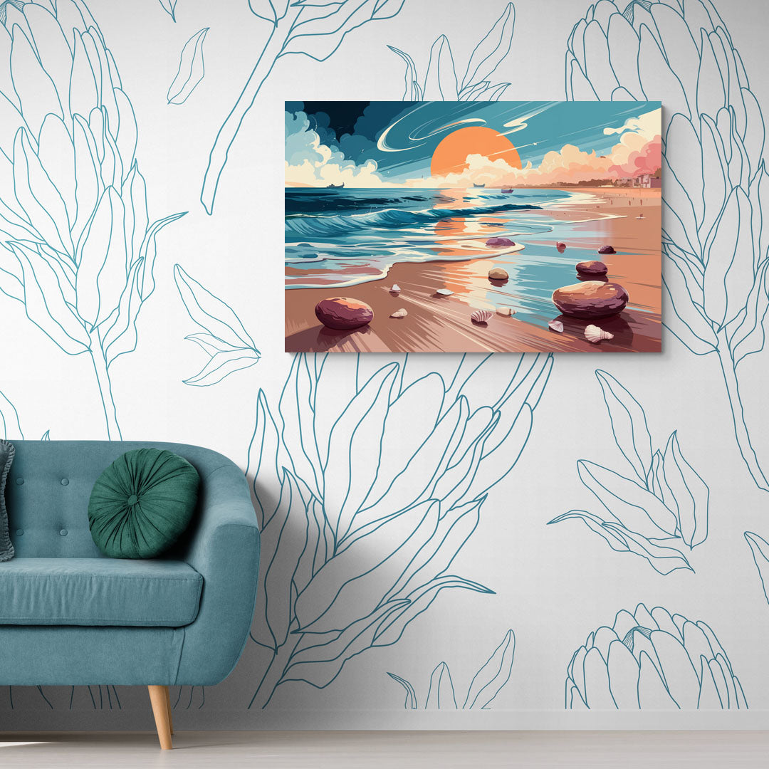 Corpus Christi Beach Sunset - Canvas Wall Art Living Room