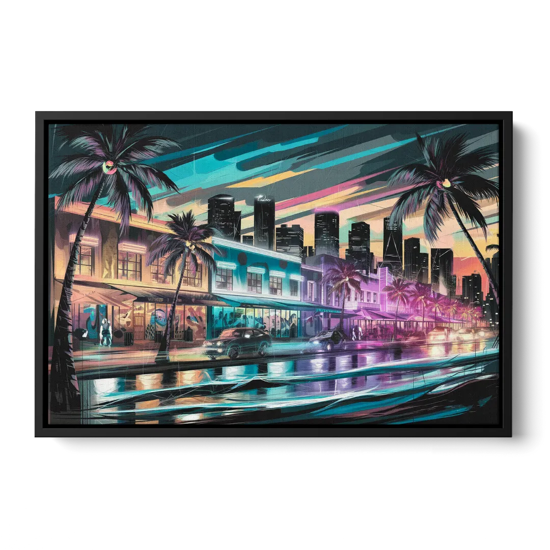 Miami Street Art Culture - Black Frame Canvas