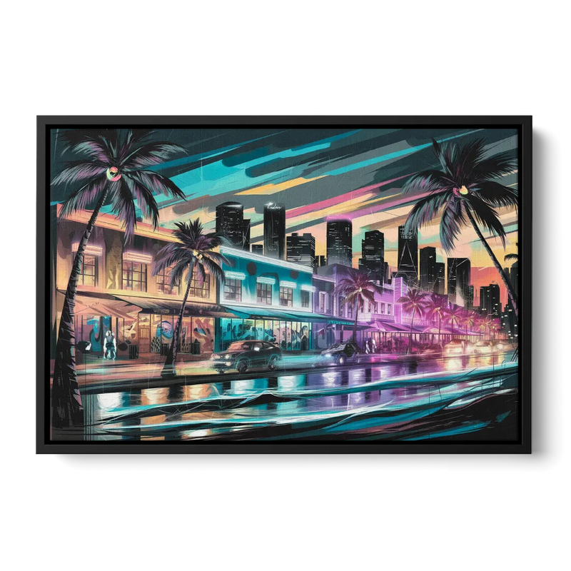 Miami Street Art Culture - Black Frame Canvas