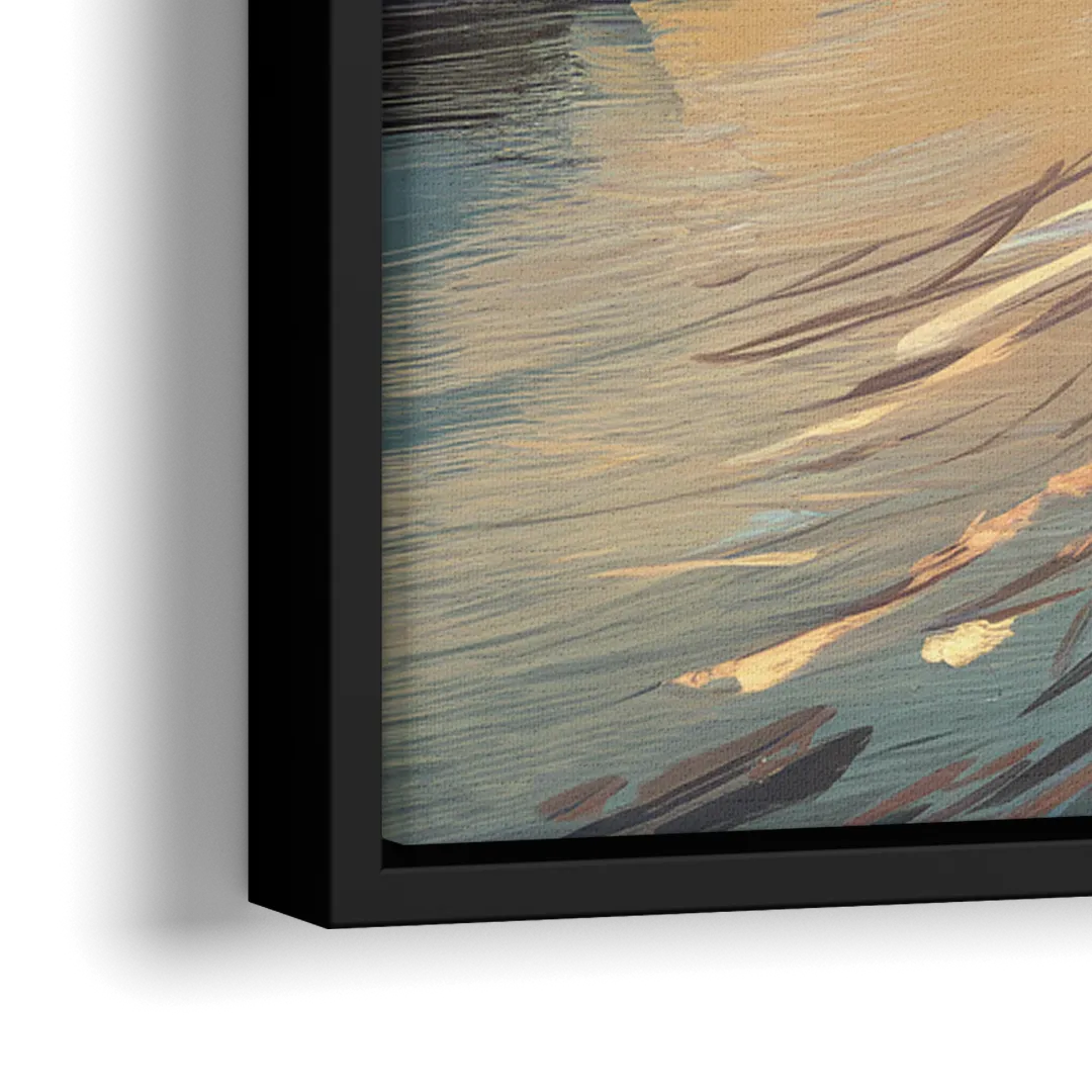 Little Rock Downtown Panorama - Close-Up Black Frame Canvas