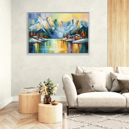 Anchorage Mountain Views - Living Room White Frame Canvas