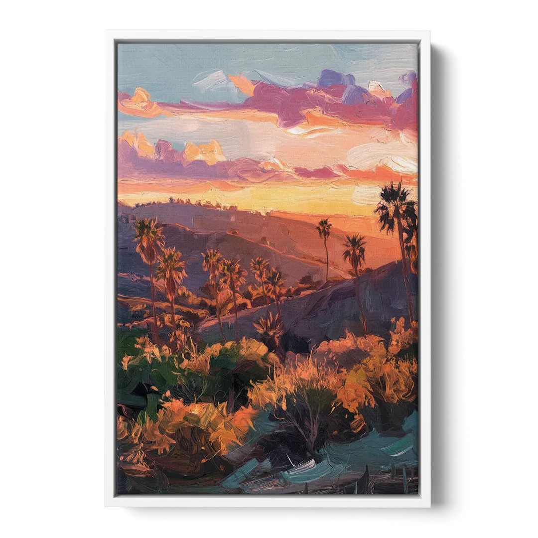 Anaheim Sunset Views - White Frame Canvas
