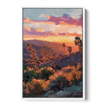 Anaheim Sunset Views - White Frame Canvas