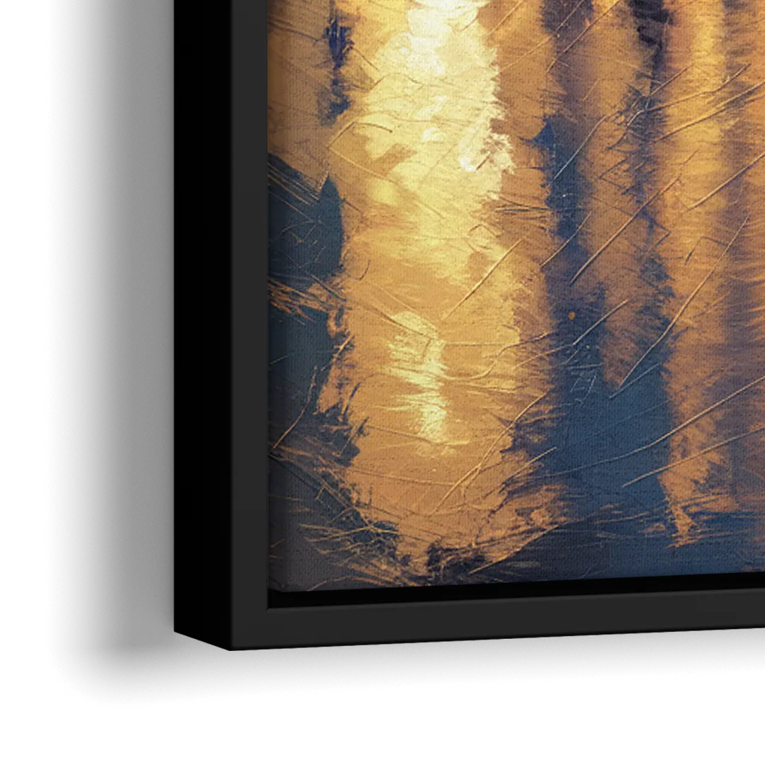 Pittsburgh Nighttime Glow - Close-Up Black Frame Canvas